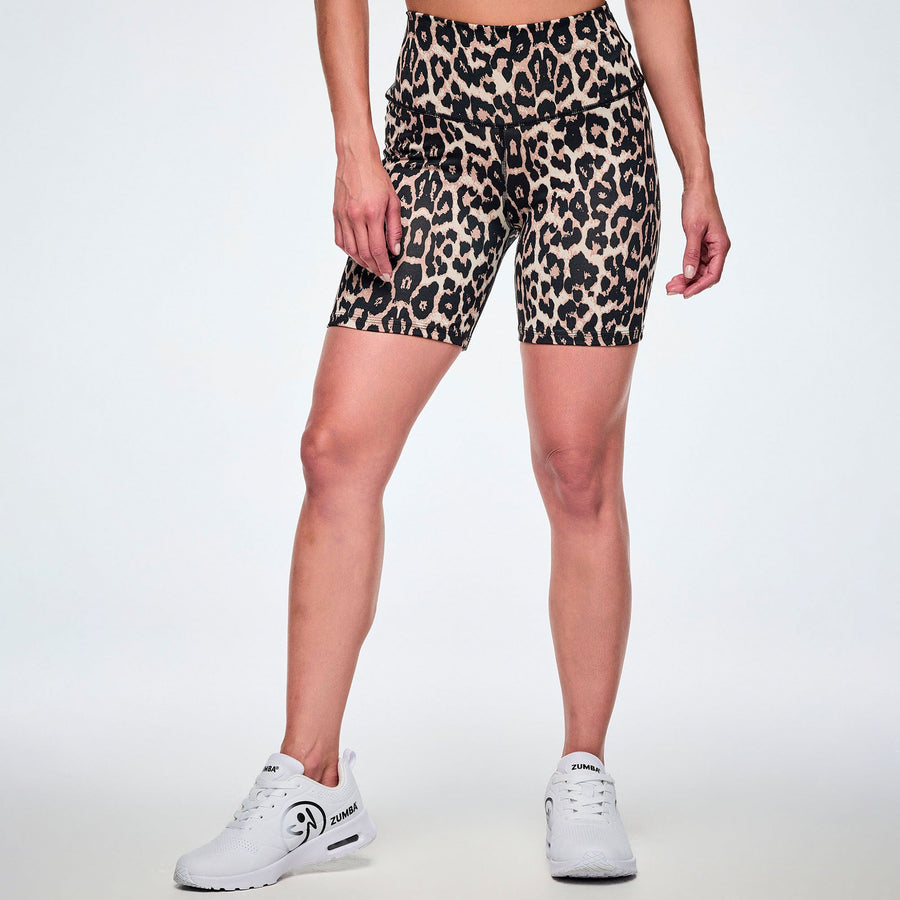 Rock n Roll Z-Lift High Waisted Biker Shorts - Black/Tan