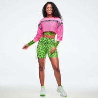 Dale-Z High Waisted Biker Shorts - Green/Black