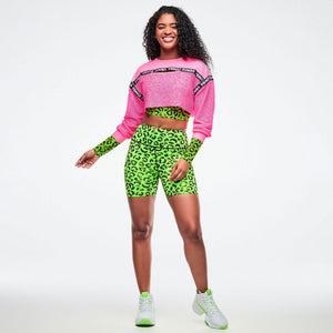 Dale-Z High Waisted Biker Shorts - Green/Black