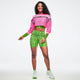 Dale-Z High Waisted Biker Shorts - Green/Black