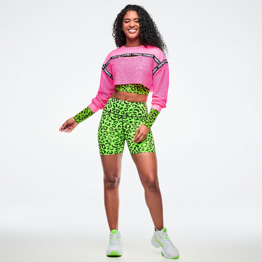Dale-Z High Waisted Biker Shorts - Green/Black