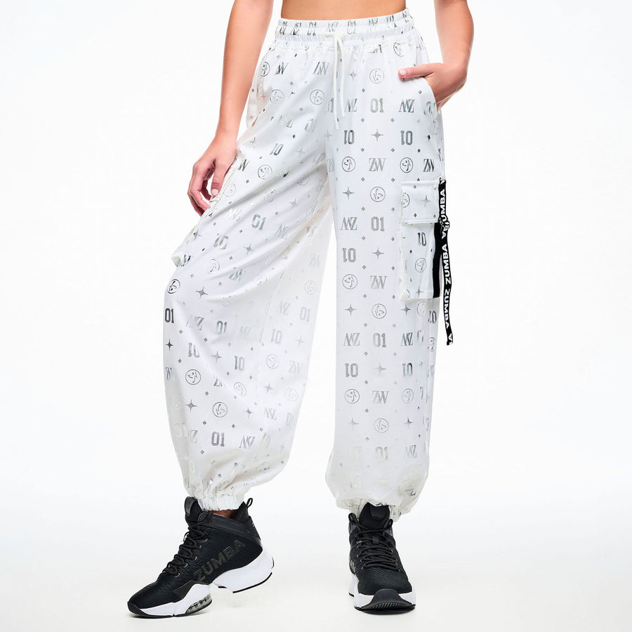 Dale-Z Parachute Cargo Pants - White/Silver