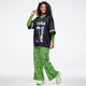 Dale-Z High Waisted Woven Cargo Pants - Green/Black