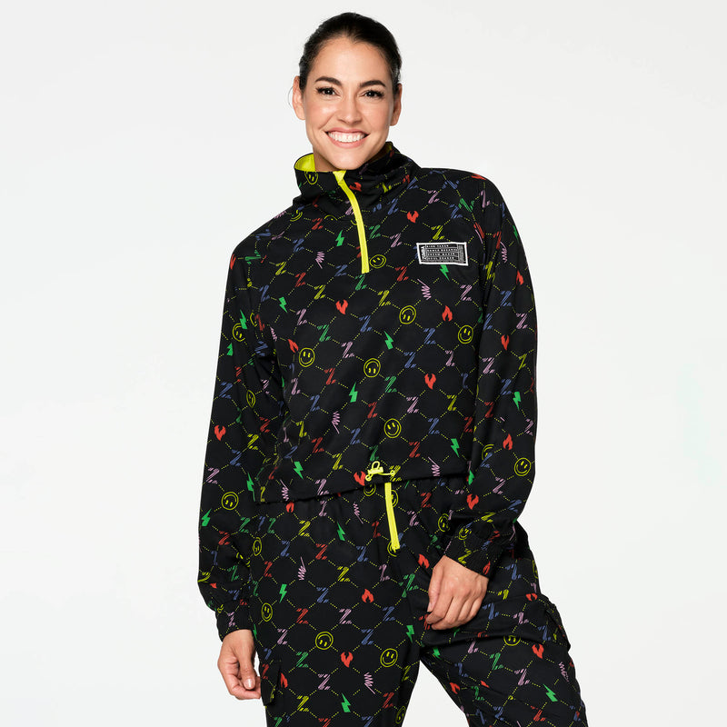 Zumba Happy High Neck Crop Pullover