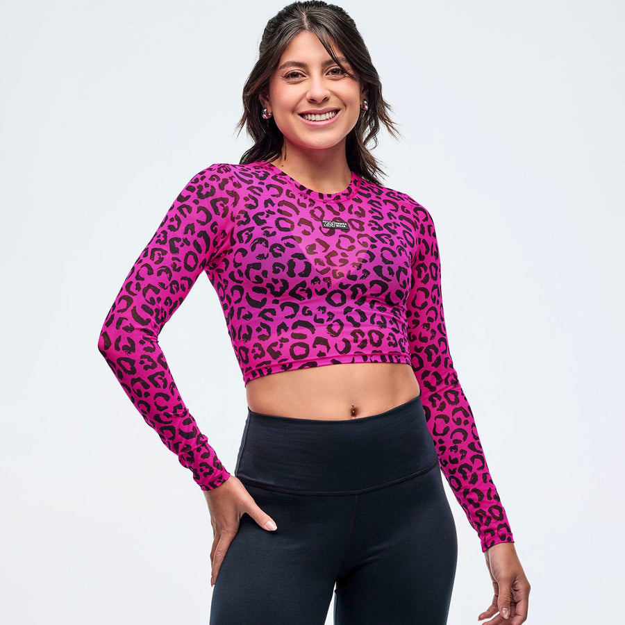 Sizzlin' Long Sleeve Mesh Crop Top