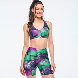 Apres Zumba Racerback Bra With Encased Elastic - Green/Purple