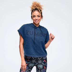Latin Movement Short Sleeve Crop Pullover Hoodie