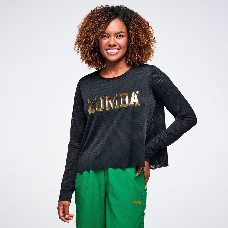 Worldwide Long Sleeve Loose Mesh Top