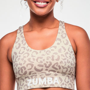 Zumba Z-Lift Scoop Neck Bra - Beige/Tonal